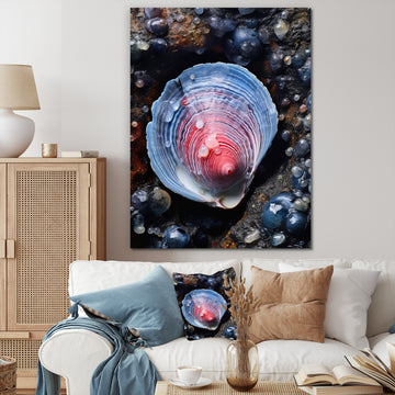 Blue Clam Dappled Depths - Clam Living Room Wall Art